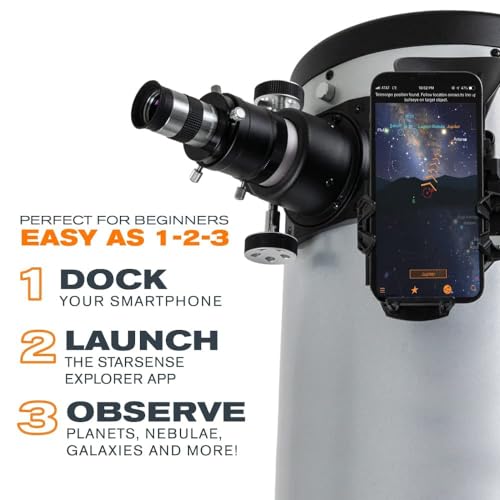 Celestron–StarSense Explorer 10-inch Dobsonian Smartphone App-Enabled Telescope – Works with StarSense App to Help You Find Nebulae, Planets & More –10-inch DOB Telescope – iPhone/Android Compatible