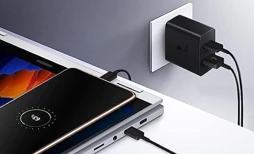 Image of Original 65W 3 Port Multi Port with SuperFast Charging Adapter with Type C Data Cable Compatible for Sam Sung S23 Ultra,S23 Plus,S23,S22 Ultra,S22 Plus,S22,S20FE,A72,A52,A32,F23 (FIX292)