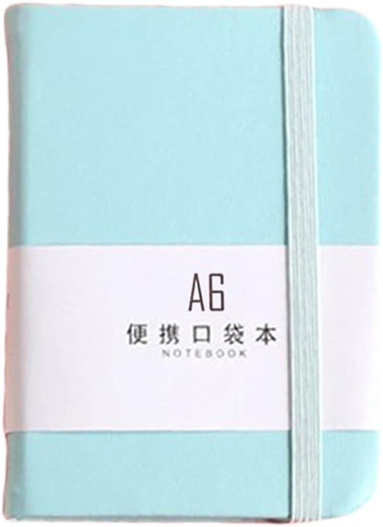 SHOTAY Mini Notepad,A7 A6 Macaron Leather Spiral Notepad PU Leather Mini Pocket Notebook Portable Stationery Travel Journal Book Blue-A6