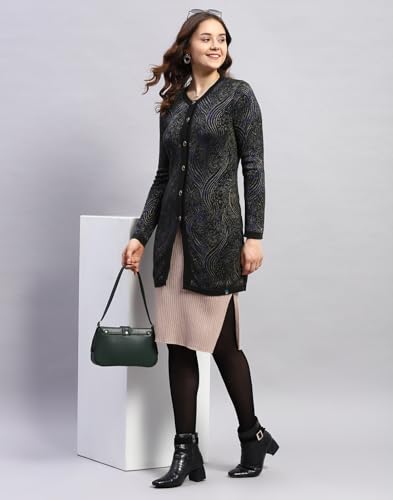 Image of Monte Carlo Womens Self Design Round Neck Full Sleeve Cardigan (1243652RN)
