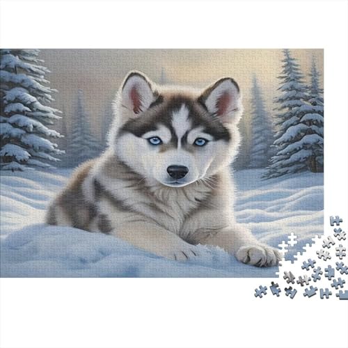 🌸Buon regalo: il Snowy husky puppy puzzle finito misura 38x26cm/1000pcs una volta completato. I migliori regali per ragazzi e ragazze dai 14 anni in su per compleanni o festività (Natale, Halloween, Ringraziamento, ecc.)