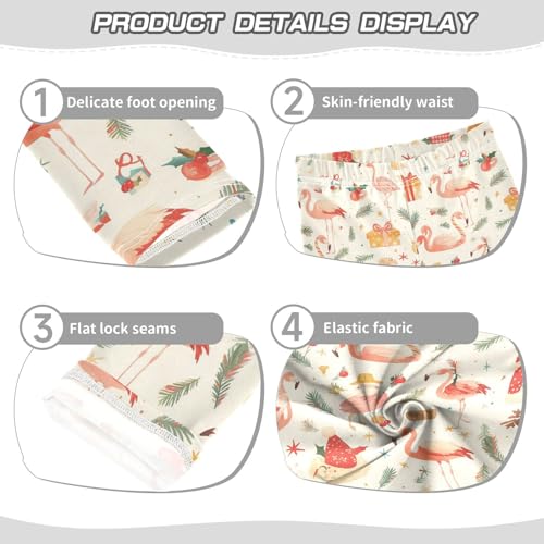 Christmas Flamingo Red Hat Kids Baby Girls Basic Leggings Casual High Waisted Activewear Gym3