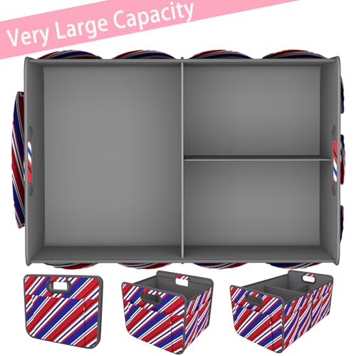 Image of Homeve Car Trunk Organizer for SUV, 18.5Gal Large Capacity No-Sag Heavy Duty, Foldable Waterproof Anti-Slip Storage with 12 Pockets, Fit Sedan, Truck, Universal Car Accessories, Red Blue Twill, Large