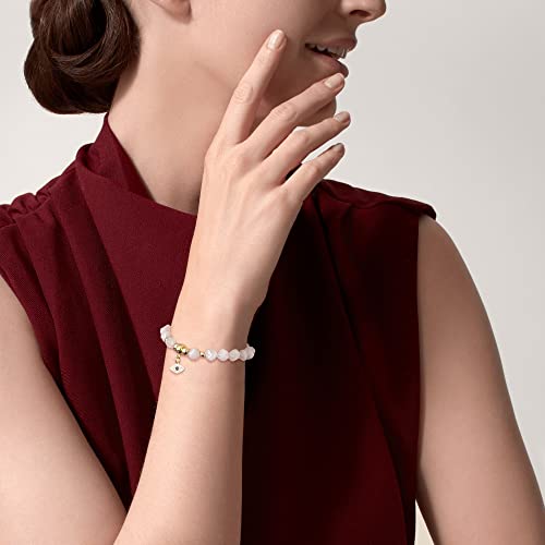 Shrandi Pink Rose Quartz Bracelet Natural Stone, Healing Crystal Bracelet For Women, Faceted Gemstone Beaded Bracelets With Charms, Spiritual Jewelry For Stress And Anxiety Relief #TOP1