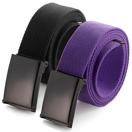 Image of Mile High Life Cut To Fit Canvas Web Belt Size Up to 52 inch with Flip-Top Solid Black Military Buckle