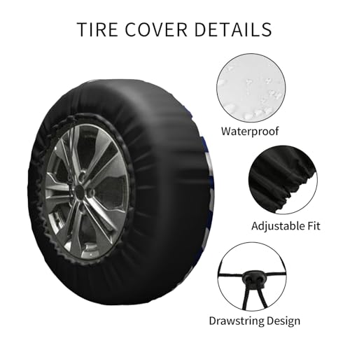 Image of Nautical Anchor Blue Spare Tire Cover Wheel Protectors Tyre Covers Weatherproof Wheel Covers Universal Fit for Trailer Rv SUV Truck Camper Travel Trailers 17 inch