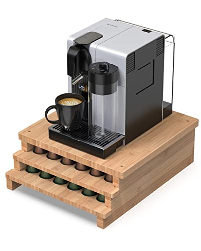 Well Weng 2-Tier Bamboo Coffee Pod Drawer Storage, 84 Capsule Capacity - Only For Nespresso Originalline Capsules (Natural) #TOP6