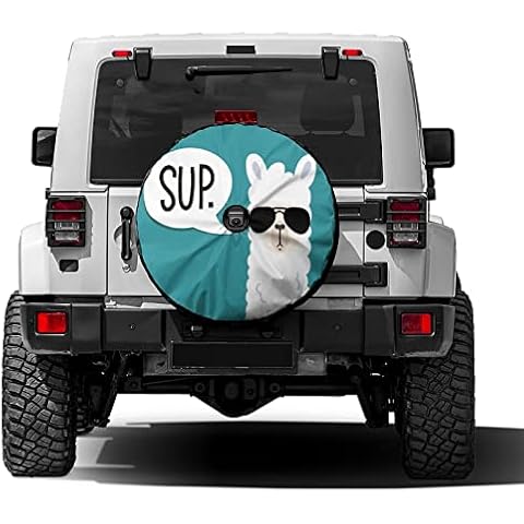 Foruidea Funny Llama Spare Tire Cover with Backup Camera Hole Wheel Tire Cover Fit Trailer, RV, SUV and Many Vehicle 17inch Cover
