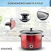 Courant 5.5 Quart Slow Cooker with Removable Ceramic Insert, Glass Lid With Three Temperature Settings Red