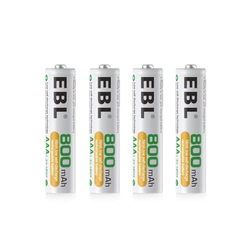 Image of EBL 800mAh AA Rechargeable Batteries - High Capacity Ni-MH Batteries, Pack of 4