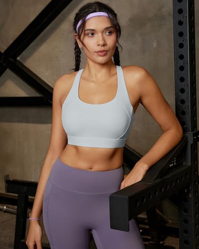 Image of RUNNING GIRL Sports Bras for Women High Support,Molded Cup Racerback Sports Bra with Sewn in Pads Workout Running Bra(WX3176Grey,L)