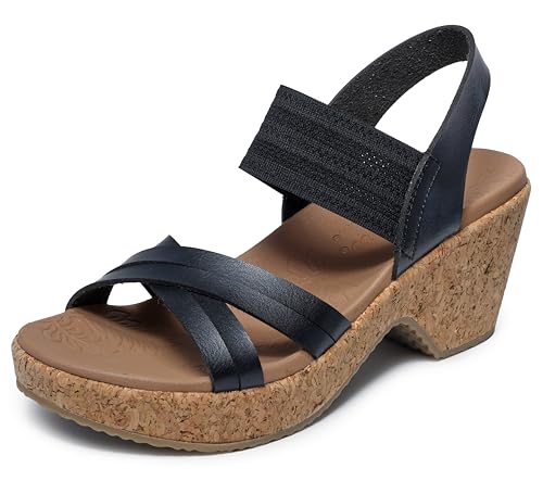 Sandale cale Skechers Brystol Ciel Nocturne la solution anti-fatigue pour pieds sensibles