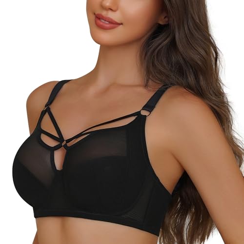 sheroine Lace Underwire Sexy Strappy Bra Plus Size See Through Unlined Full Coverage Bras2