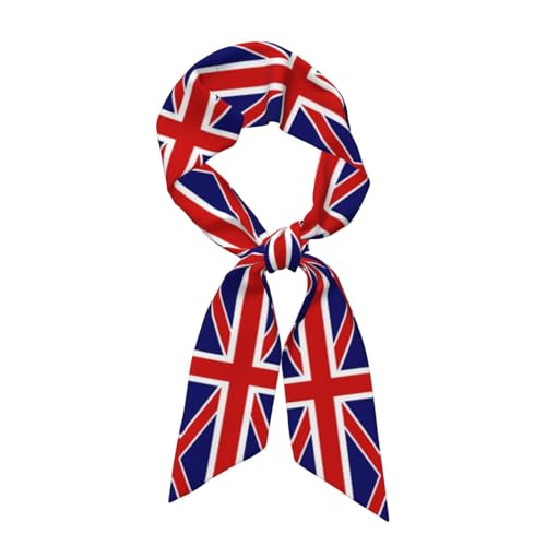 LXqlSS Bufanda rectangular para el pelo con estampado de bandera inglesa para mujer, bufanda de satén sedoso, bufanda ligera para el cuello, Negro -, Talla única
