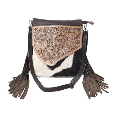 Sunset Star Crossbody Bag - Real Cowhide Hairon Women's Handbag with Leather Fringes