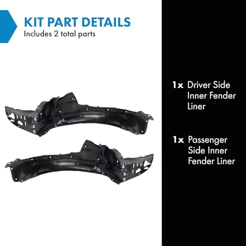 Image of TRQ Front Driver and Passenger Side Inner Fender Liner Set Compatible with 2012-2014 Acura TL Base Model