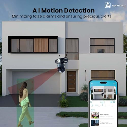 Image of ApnaCam 12+12+12MP 4G SIM PTZ Security Camera, Triple Lens 360 Outdoor CCTV, AI Motion Detection, Full Color Night Vision, Two-Way Audio, Waterproof IP66, SD and Cloud Storage, Works Without WiFi