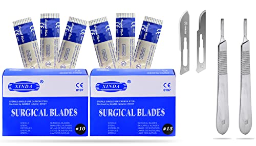 La Mejor Recopilación de Bisturíes los 10 mejores. 37 VISION TEK MED 200 Cuchillas de bisturí #10 + #15 para cirugía, dermatismo, veterinaria, taxidermia, artes y manualidades, más, incluye 2 mangos #3