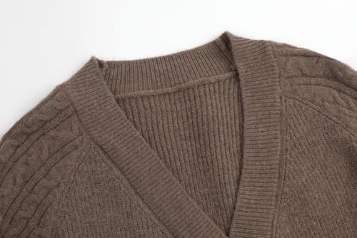 Image of GABERLY Button Down Thickened Sweaters V Neck Open Front Loose Oversized Cardigans Knit Outwear for Women