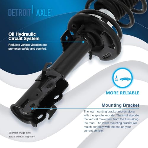 Image of Detroit Axle - 6pc Front Struts Tie Rod Kit for Ford 2011 2012 2013 Fiesta, 2 Struts with Coil Springs 4 Inner Outer Tie Rods Replacement Suspension Kit