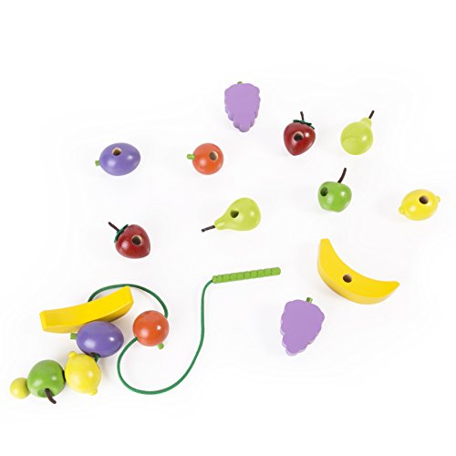 Guidecraft Count And Lace Fruit - Wooden Multi-Color Fruits Set For Toddlers, Kids Learning & Educational Toys #TOP3