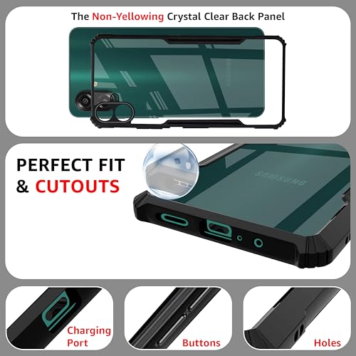 Image of CEDO Backcover for Samsung Galaxy M07 (4G) / M17e (5G) / F07 (4G) | Camera Protection Shockproof Bumper-Edge | Acrylic Crystal Clear 360 Degree Protection TPU | Transparent Eagle Back Case Cover (Black)
