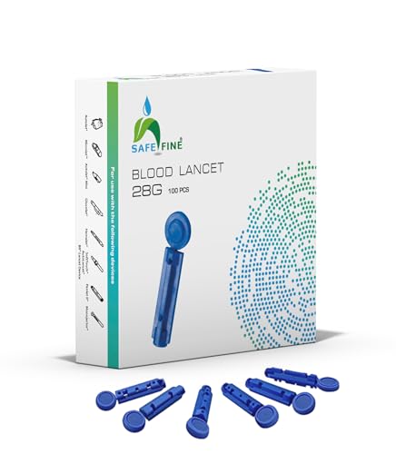 SafeFine Blutlanzetten 28G 3mm – Steril & schmerzarm, kompatibel mit Stechhilfe, Blutzucker Lanzetten für Diabetes, 100 Stück
