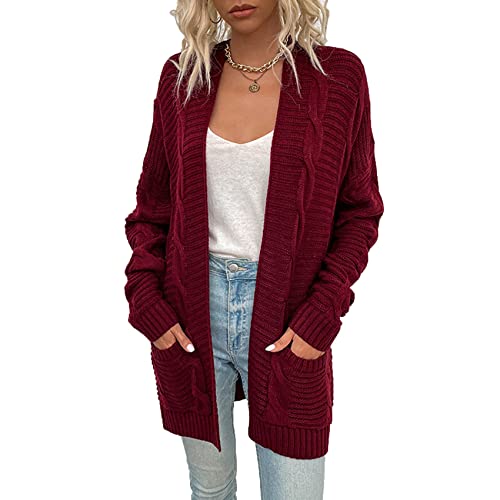 Cárdigan torcido nuevo para mujer con un sofisticado diseño trenzado de longitud media
