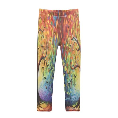Bolaz Toddler Girls Leggings Printed Yoga Pants Leggings Blue Orange Tree for Kids