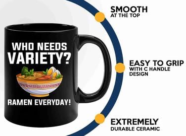 Ramen Coffee Mug 11oz Black -Who needs variety - Food Lovers chicken pumpkin vegan pantry spicy noodles image 5