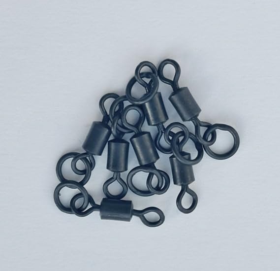 Snide Tackle Flexi Ring Swivels Talla 8, aparejos de pesca de carpa, eslabones negros (paquete de 10, tamaño 8)