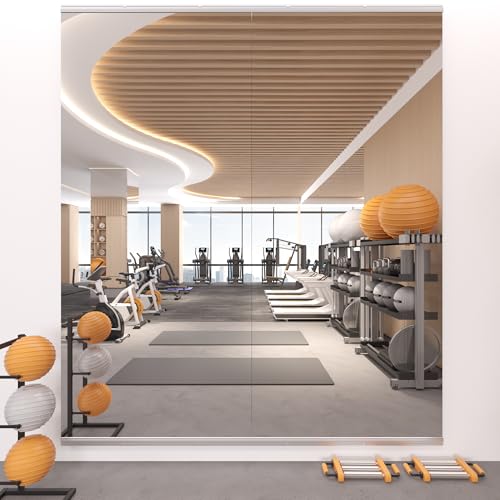 STAWDY Home Gym Mirror,67''x24''(Each)-2PCS Large Frameless Full Body Wall Mirror Length Tempered Glass Mirror Wall-Mounted Mirror for Gym,Yoga,Bedroom,Bathroom,Exercise Room