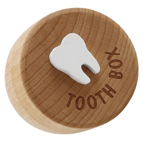 BRIGHTFUFU Teeth Keepsake Organizer Box Wooden Tooth Holder for Fetal Hair Storage Case present for Newborns Special Occasions Bright Color Durable Design