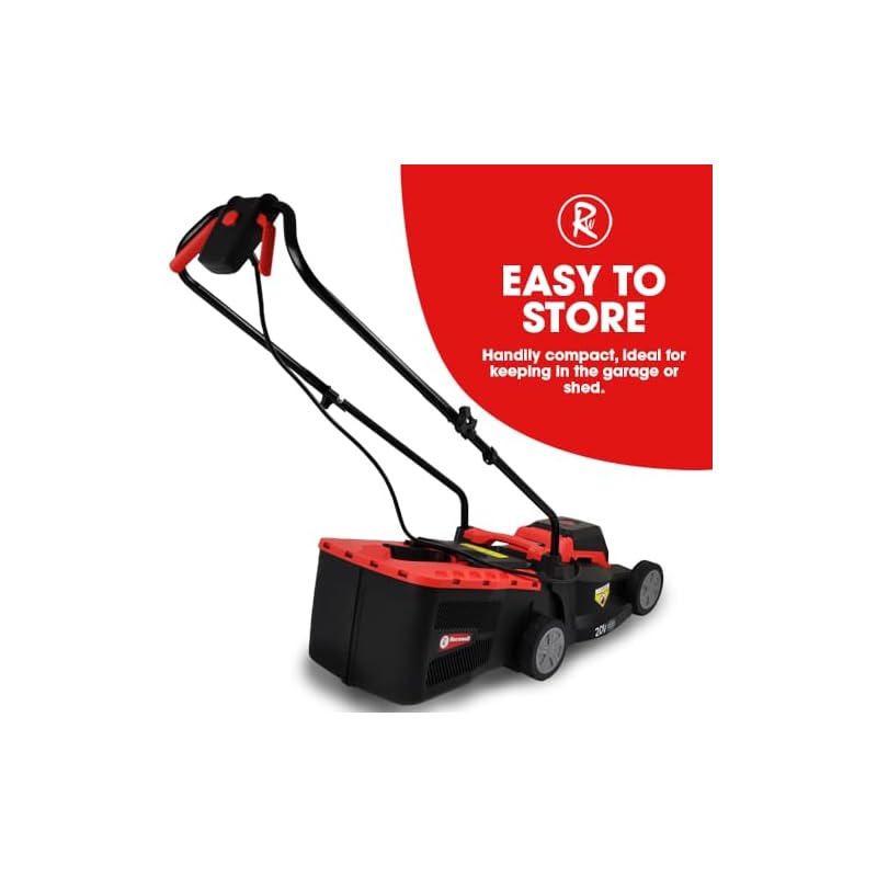 Cordless Lawnmower 33cm RocwooD 20V 2 x 2.0AH Batteries & 1 x Charger 35cm Rotary Blade 25L Grass Catcher 25-40-60mm Cutting Height Adjustment - Image 8