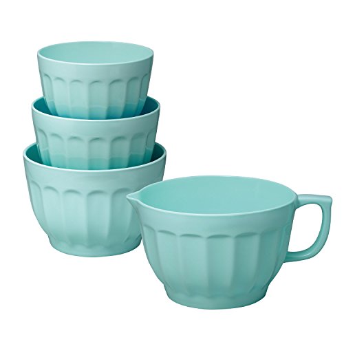 Gourmet Art 4-Piece Latte Heavyweight and Durable Melamine Prep and Serve Mixing Bowl Set, Blue, Home Essentials Cooking and Baking Tools, for Dry and Liquid Ingredients Kitchen and Everyday Use
