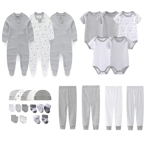 Image of MAMIMAKA Newborn Layette Gift Set 27-Piece Baby Girl Clothes Bodysuits, Pants Essentials and Accessories 0-12Months
