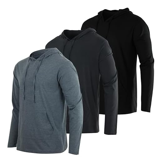 3 Pack: Men’s Cotton Lightweight Hoodie Long Sleeve Hooded T Shirt Sweatshirt French Terry Casual Performance Active Athletic Workout Gym Quick Dry Fit Jersey Pullover UPF 50 Outdoor-Set 4,XXL