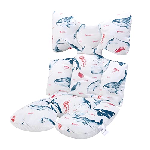 Coussin de Siège Réversible pour Poussette Matelas Universel Soutien Bébé Coussin Réducteur de Landau en Coton pour Enfant Fille Garçon