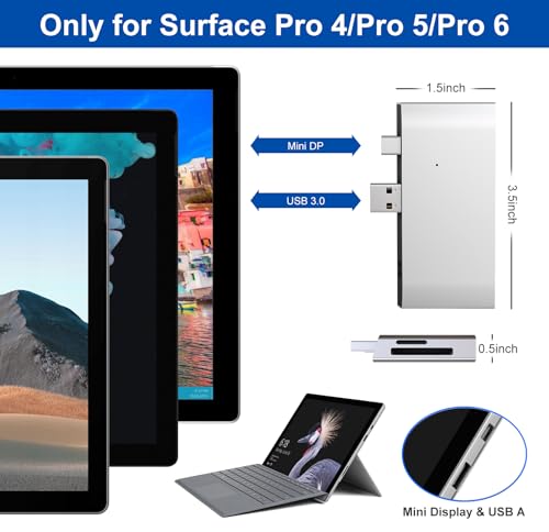 Surface Pro 6/5/4 Docking Station - Surface Pro Hdmi Adapter 4K@30Hz HDMI Port Converter, USB 3.0, USB 2.0 Hub, SD & TF/Micro SD Memory Card Reader Microsoft Surface-Pro 6/5/4 Accessories Dongle - Image 6