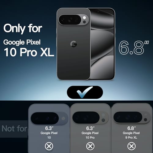 Image of JETech Cover Case for Google Pixel 10 Pro XL 2025, Non-Yellowing Shockproof Bumper Protective Phone Cover, Anti-Scratch Hard PC Back (Obsidian)