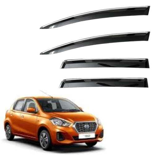 Image of CAR SAAZ Non-Breakable Smoke Door Visor for Datsun Go (2014-2018)| Sun, Rain Wind Deflector | Strip Side Door Rain Visor - Set of 4 Pcs
