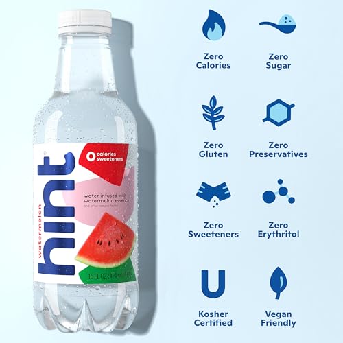 Hint Fruit-Infused Bottled Water, Watermelon - Sugar Free Flavored Water with Zero Calories, Naturally Flavored, and No Artificial Sweeteners - 16 Fl Oz (Pack of 12) - Thumbnail 2