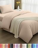 Utopia Bedding 3 Piece Single Bedding Set - Duvet Cover, Fitted Sheet with Pillow case - Soft Brushed Microfiber (Beige)