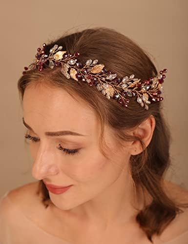Teyglen 2 forcine per capelli da sposa con fiori e cristalli blu, con