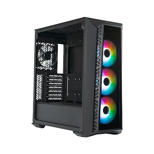Cooler Master MasterBox 520 - Boîtier PC Moyen Tour Chassis ATX, 4 x Ventilateurs Préinstallés, Plusieurs Configuration du Flux d'air, Panneau Avant & Latéral Verre Trempé, Contrôleur ARGB - Noir