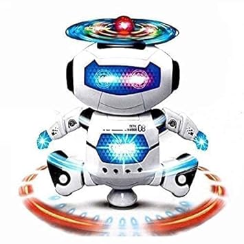 Best T Dancing Robot Electronic Walking Electric Battery Operated Robots 3D Lights Music Car White Standard 360 Degree Rotating Flashing Toddler Singing Operated Rotation Gifts Non Toxic