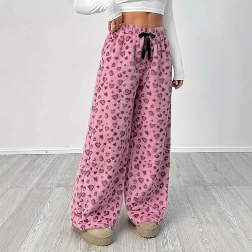 Image of Leopard Pants Women Therian Fuzzy Pajama Pants Y2k Cheetah Pants Grunge High Waisted Fluffy Pants
