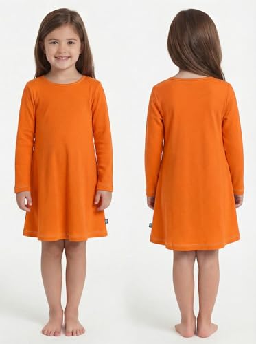 Image of City Threads Girls' 100% Cotton Long Sleeve Dress - Active Kids School, Playing, Parties - Made in USA