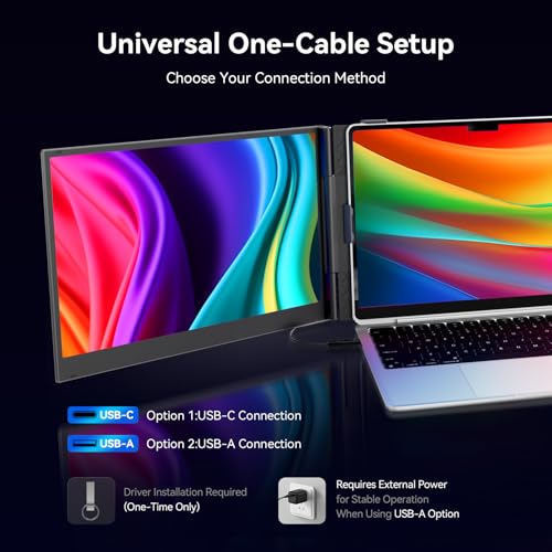 Image of 15.3 inch Laptop Screen Extender Portable, One Cable Connection Double Laptop Monitor FHD 1080P IPS, Ultra Thin Dual Monitor for 13-17 inch Laptops, Plug&Play Compatiable with Win /Mac /Chrome /Android /Switch
