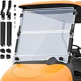 Upgrade Golf Cart Windshield for EZGO RXV 2008-UP Gas/Electric Models, Foldable EZGO RXV Windshield with Heavy Duty Hinges, Anti-UV&Impact Resistant, 5MM Thick PC Material, 1-1/4' Struts Rail